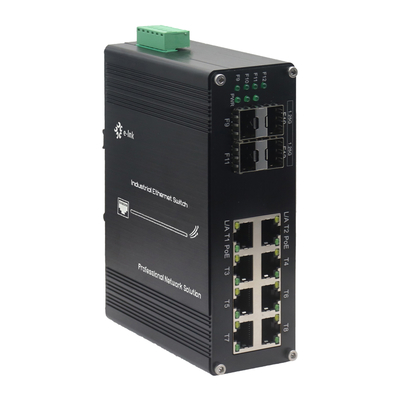8 Port Gigabit + 4 SFP Industrial Switch Fanless, Rugged Metal Housing