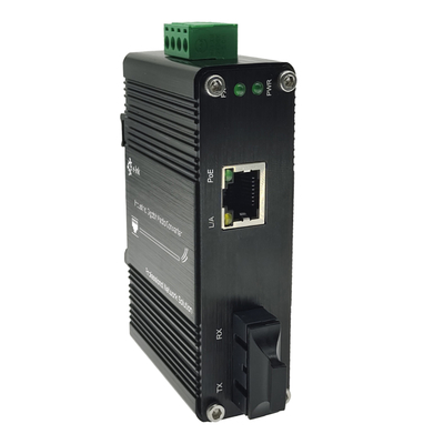 Industrial Gigabit Media Converter PoE+ 30W DIN Rail Mount