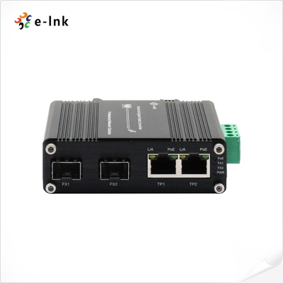 Mini Industrial 2-Port 90W PoE + 2-Port SFP Ethernet DIN Rail Type Hardened Grade 90W PoE Switch