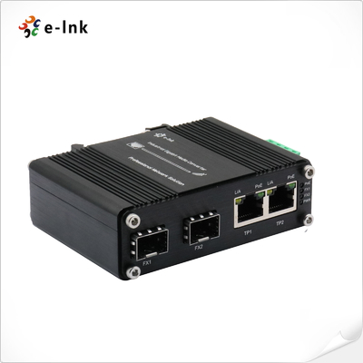 Mini Industrial 2-Port 90W PoE + 2-Port SFP Ethernet DIN Rail Type Hardened Grade 90W PoE Switch