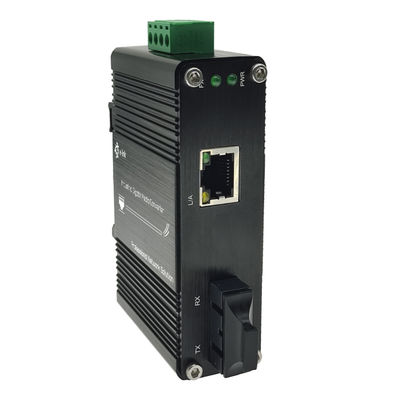 Industrial SC Ethernet Fiber Converter 12~48VDC Input with  Wide Temperature Range DIN Rail Mount