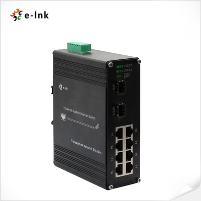 8 Port Gigabit Industrial Ethernet Switch with 2 SFP Slots Rugged Durable Plug and Play