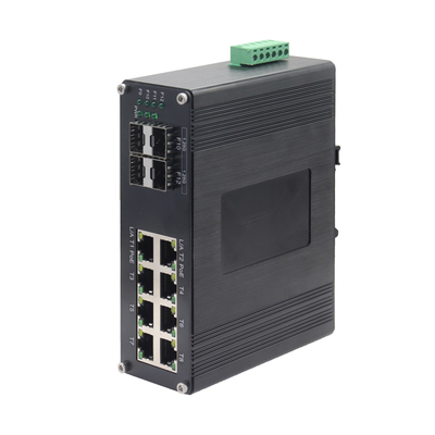 8 Port Gigabit + 4 SFP Industrial Switch Fanless, Rugged Metal Housing