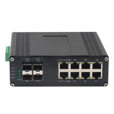 8 Port Gigabit + 4 SFP Industrial Switch Fanless, Rugged Metal Housing