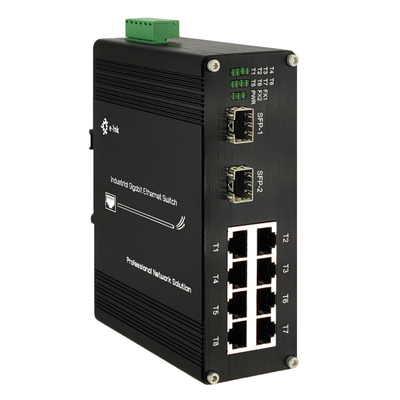 Industrial Ethernet Switch 8 PoE Ports 2 Fiber Ports -40°C to 75°C