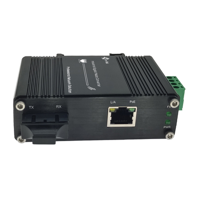 Industrial Gigabit Media Converter PoE+ 30W DIN Rail Mount
