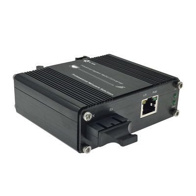 Industrial Gigabit Media Converter PoE+ 30W DIN Rail Mount