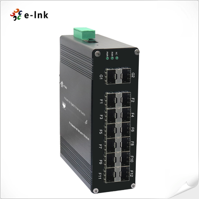 Managed Gigabit SFP Switch 12 Ports 2 Uplinks for Harsh Industrial Networks