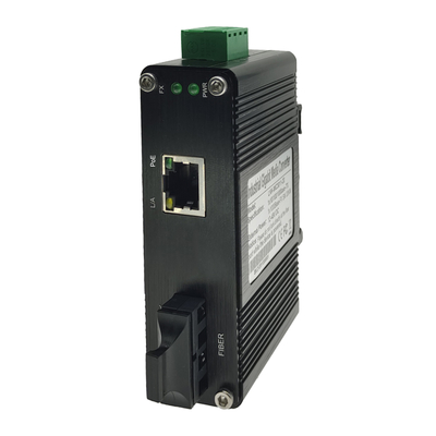 Mini Industrial 100FX to 10/100TX PoE+ Media Converter SC Fiber 30W -40~75°C
