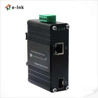 産業用 2.5G PoE+メディア変換器 ストレージブースター 1xRJ45 1xSFP+ 30W出力 幅広く入力電圧 12-48VDC プラグ&プレイセットアップ